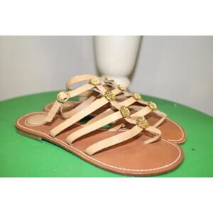 Tory Burch beige PATENT LEATHER strappy gladiator sandals size 8 (SAN100